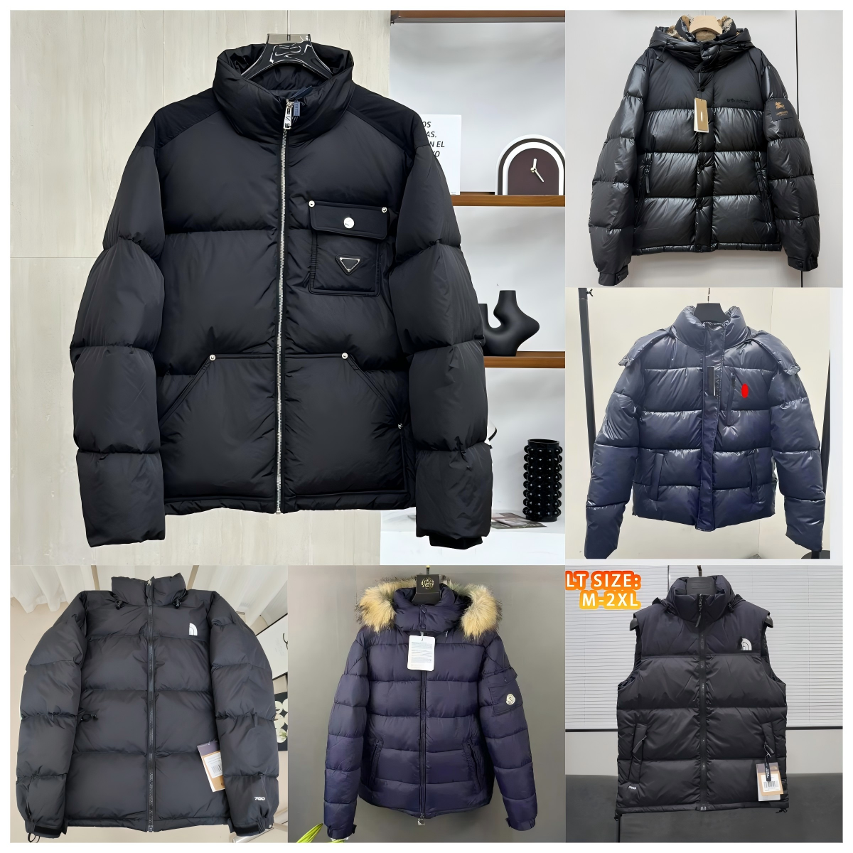 Mens Winter Puffer Coat Hooded Thick Padded Jacket Windproof Casual Outdoor Outerwear Glossy Quilted Warm Zip Up Jacket Street Fashion