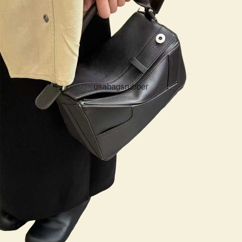 Geometric Panel 26 new trendy Panta patchwork geometric bag high end vintage style naturally cowhide pillow shaped small square bag