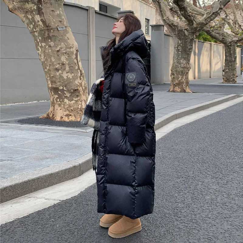 Women's Down Parkas Winter Women Clothing Warm Long Parka Thick Over-the-knee Puffer Jacket Zipper Black Cotton-padded Coats Windproof Jackets