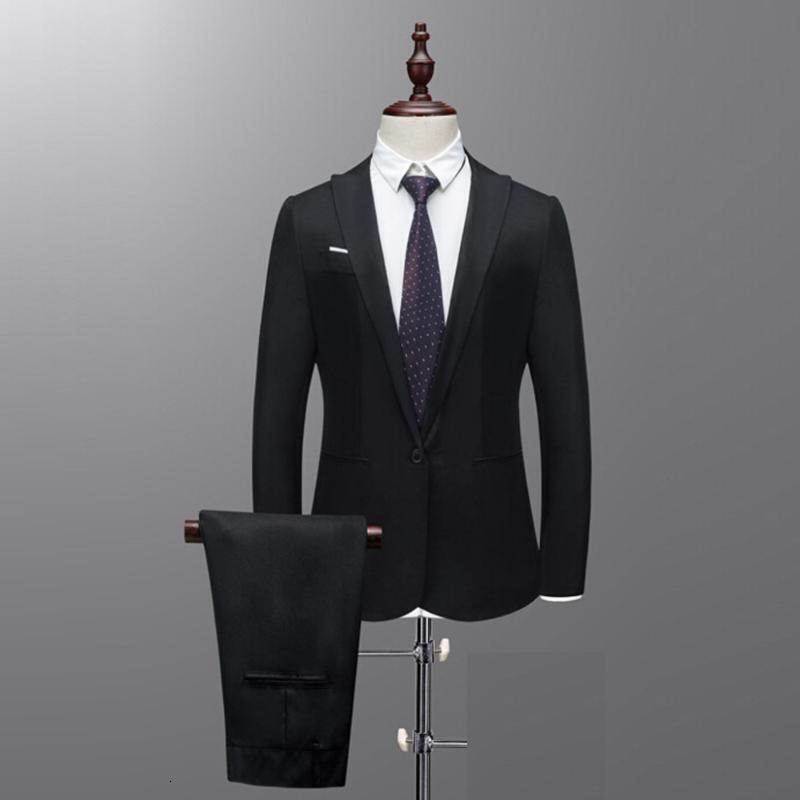 Men's Suit formal Men's Slim Button Suit Pure Color Dress Blazer Host Show Jacket Coat Pant Blazer