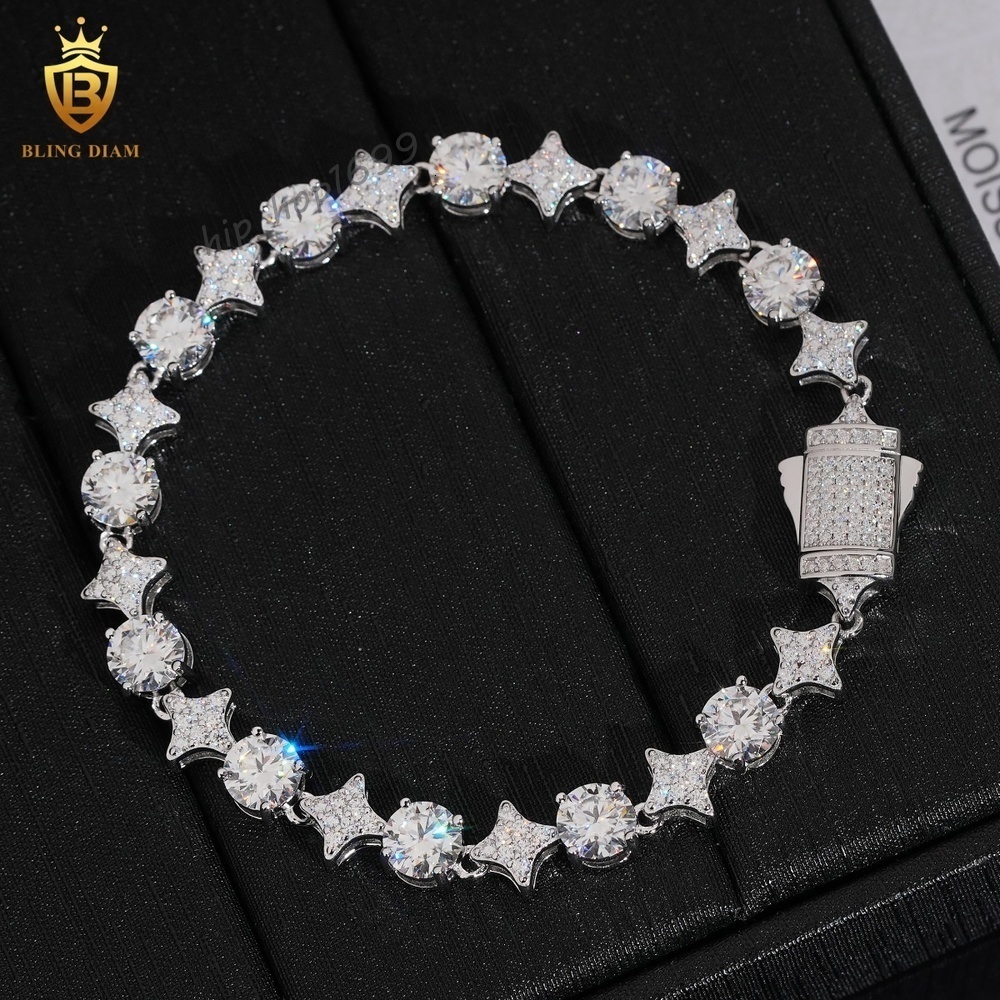 USA Stock Moissanite Diamond Bracelet 8MM Tennis Chain Round Moissanite 925 Silver White Gold GRA Fashion Jewelry Bracelets