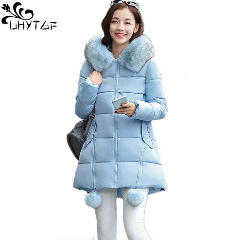 Women's Down Parkas UHYTGF Down Jacket Women's 7XL Big Size Hooded Parka Winter warm Thick Coats Women cotton Outwear Female Down cotton C