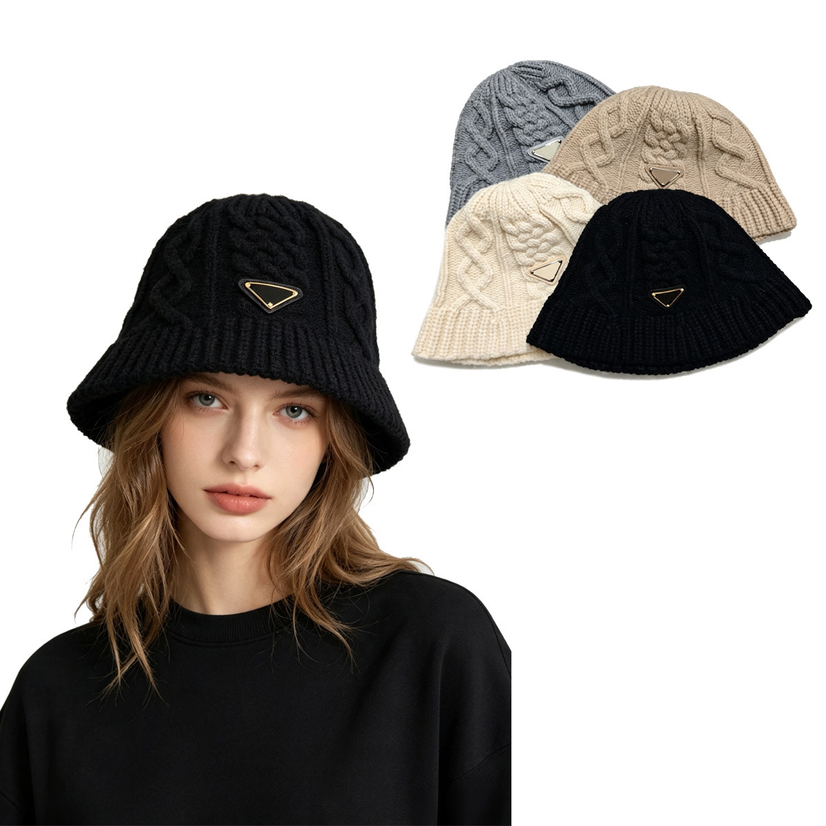 Designer Bucket Hat Twisted Solid Color Knitted Hat Fashion Outdoor Casual Sports Keep Warm Winter Hats