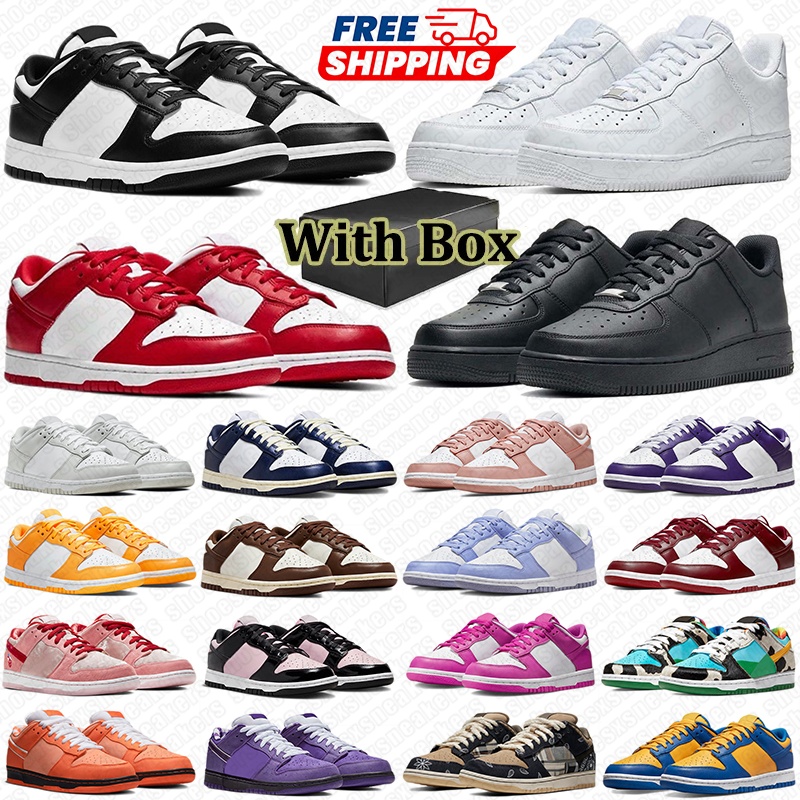 With box free shipping designer running for men women Black White classic fashion outdoor sports trainers Solid White sneaker 36-47