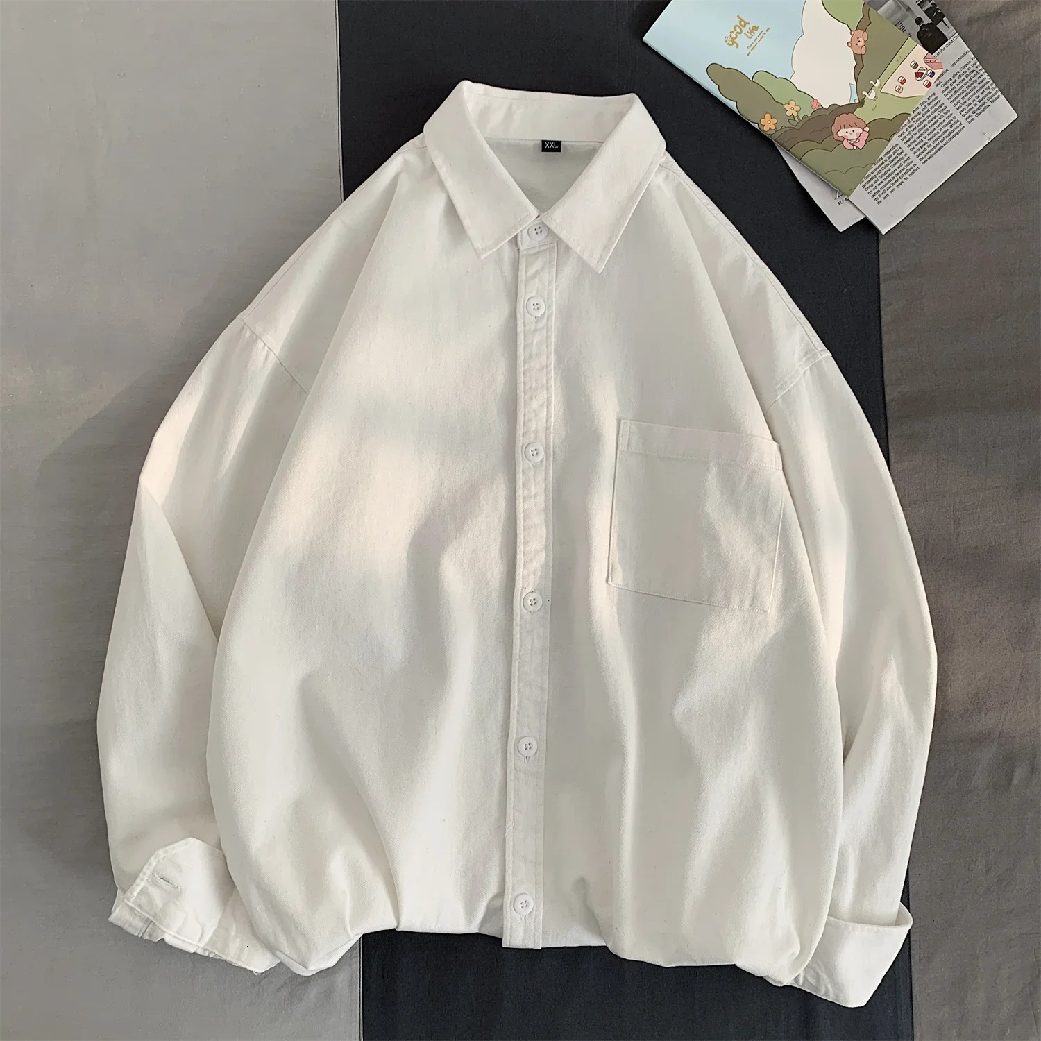 Spring Autumn Cotton White Shirts Male Long Sleeve Man Shirts Black Elegant Casual Shirts for Men 261015