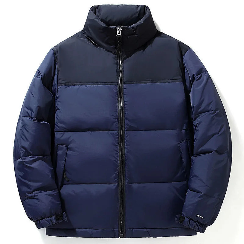Men's Trendy Color Block Cropped Down Jacket Outdoor Winter Warm Women's Couple Style Casual Coat Puffer Jacket 261016