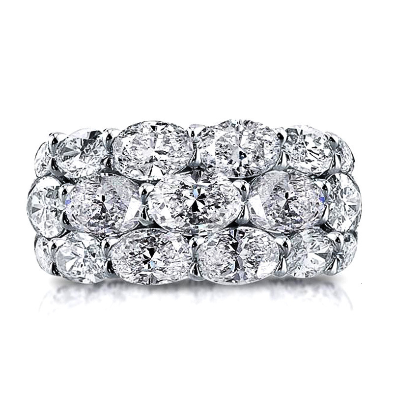Huitan Cross-Border European And American Luxury Set, High-End Full-Inlaid Three-Row Zircon Ring, Hot-Selling Ring Accessory At Exhibition