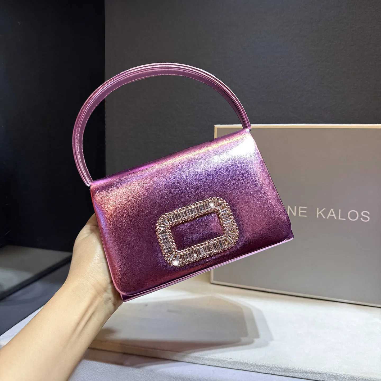 Evening Bags Designer New High Quality Fashion Bright Face Rhinestone Small Square Bag for Women Cross-body Dinner Handbag H261016