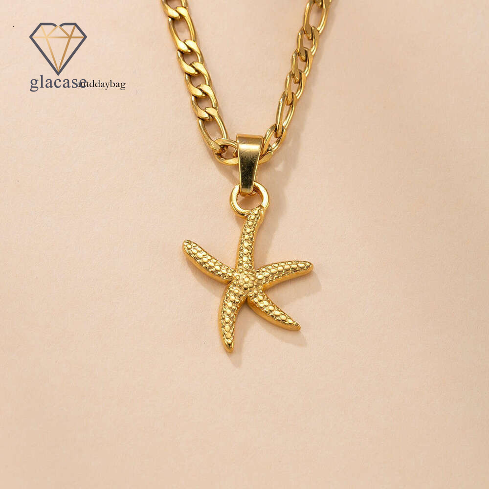 Single pendant 925 Sterling Silver 14K Gold necklace starfish shell necklace accessories fashionable 18k gold-plated DIY jewelry accessories