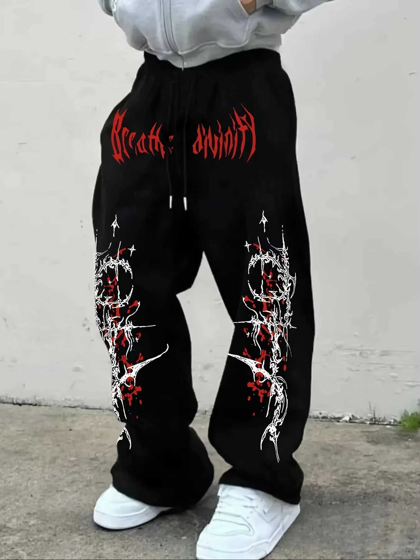New Arrivals Y2K Gothic Mystical Tribal Pattern Print Men Women StraightLeg Jogger Long Pants Alternative Urban StreetTrousers S261016A63S