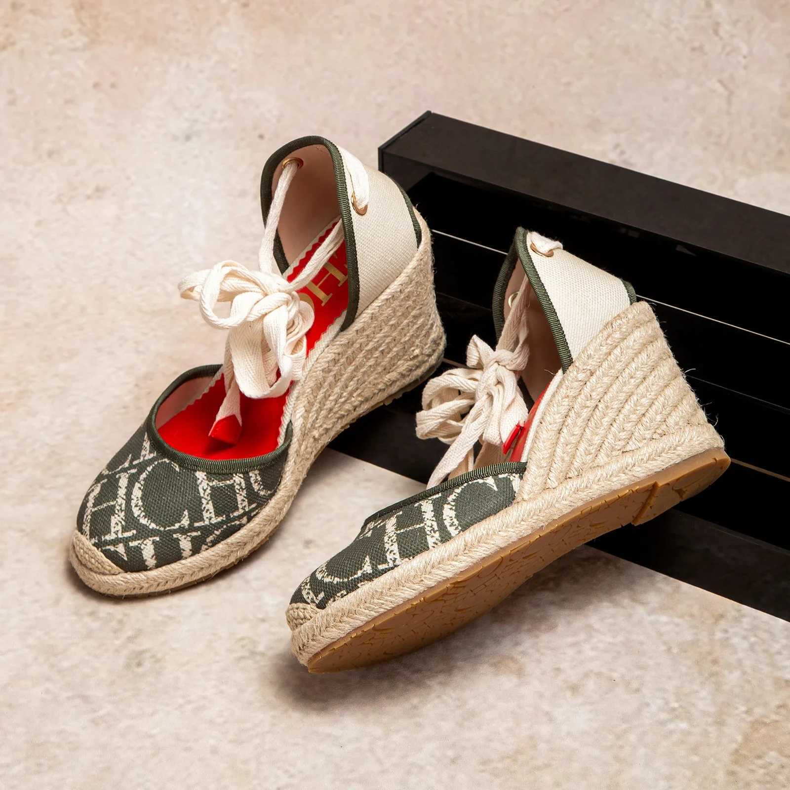 Women's High Heels Summer Espadrillle Platform Wedge 2025 Sandals Closed Toe Ankle Strap Lace up Beach Vacation Party 8cm Q261015