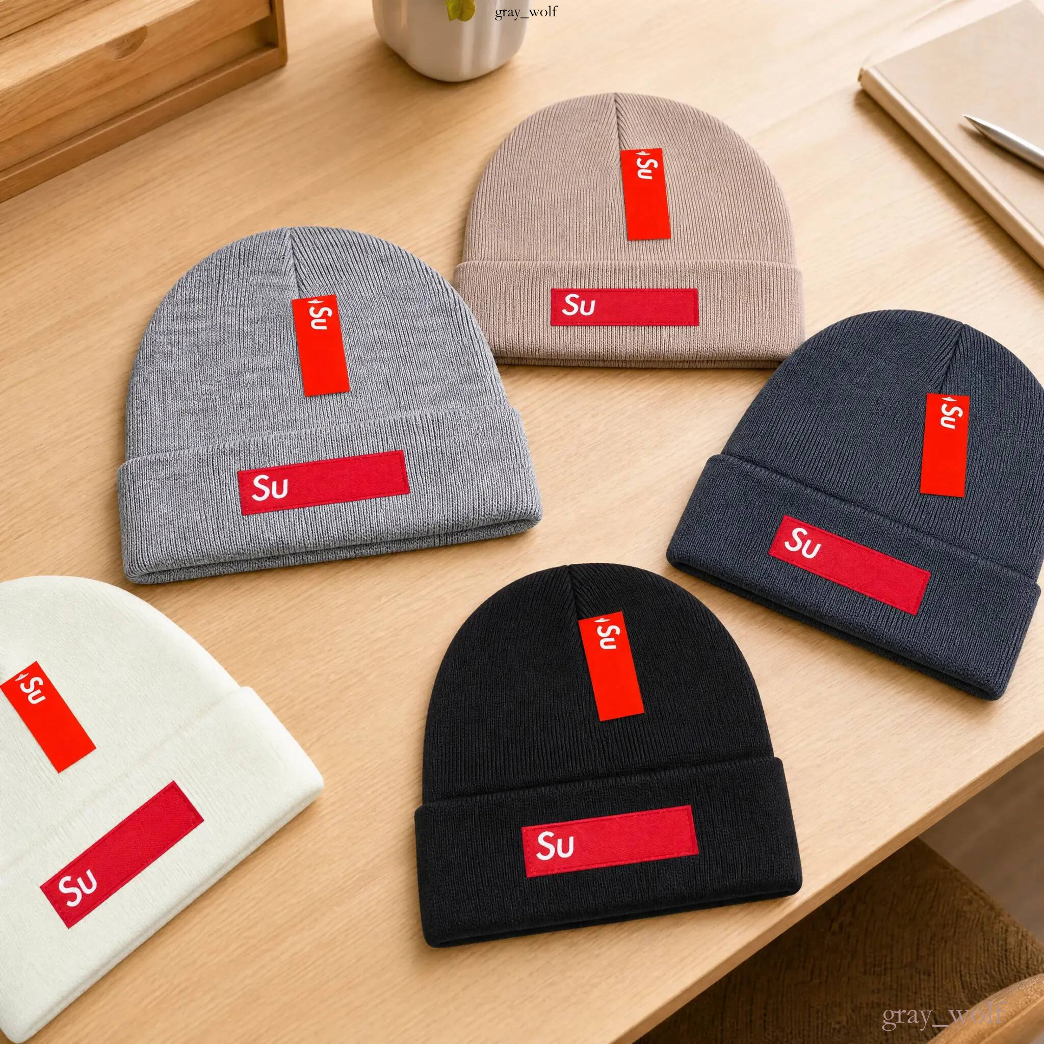 Sup Designer Beanie Hats Men Women Luxury Knitted Cuffed Skull Cap High Quality Classic Red Box Winter Unisex Warm Toboggan Caps Hip Hop Bonnets Cas