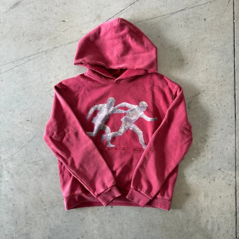 Y2K Vintage Running Figure Hoodie Print Graphic Pullover Sweatshirt Men American Retro Casual Streetwear Unisex Oversize Clothes 261013