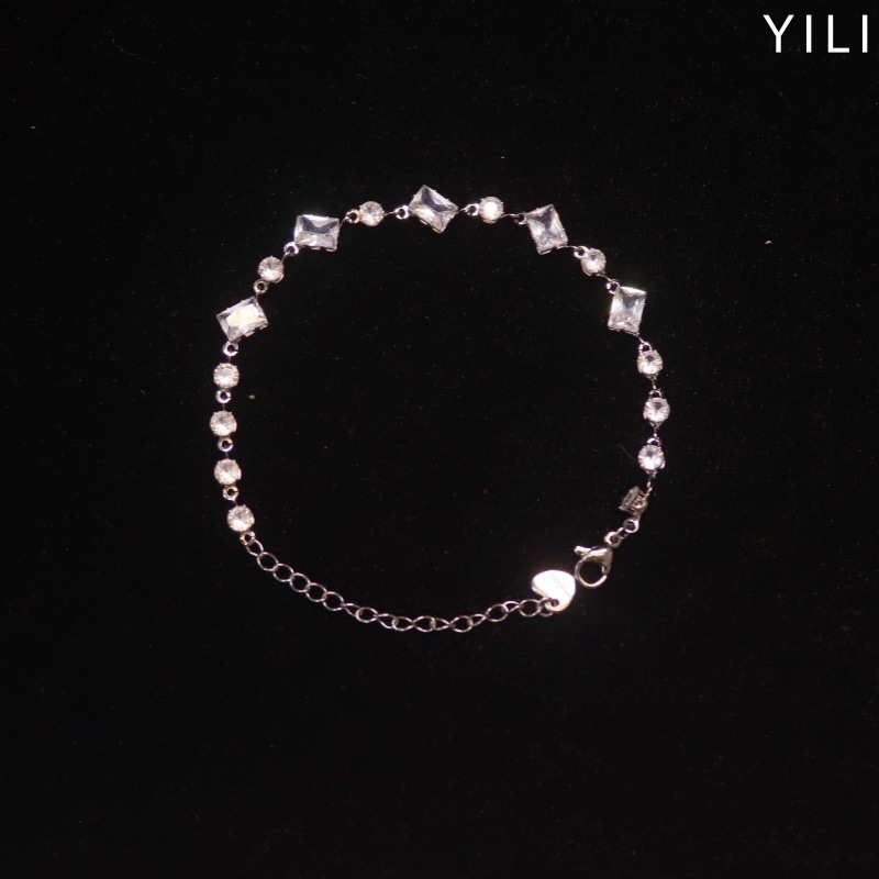 Super-Sparkling Cubic Zirconia Bracelet, Stainless Steel, Lightweight, Luxurious, Korean-Style, Exquisite, Fashionable, Versatile, And Suitable For