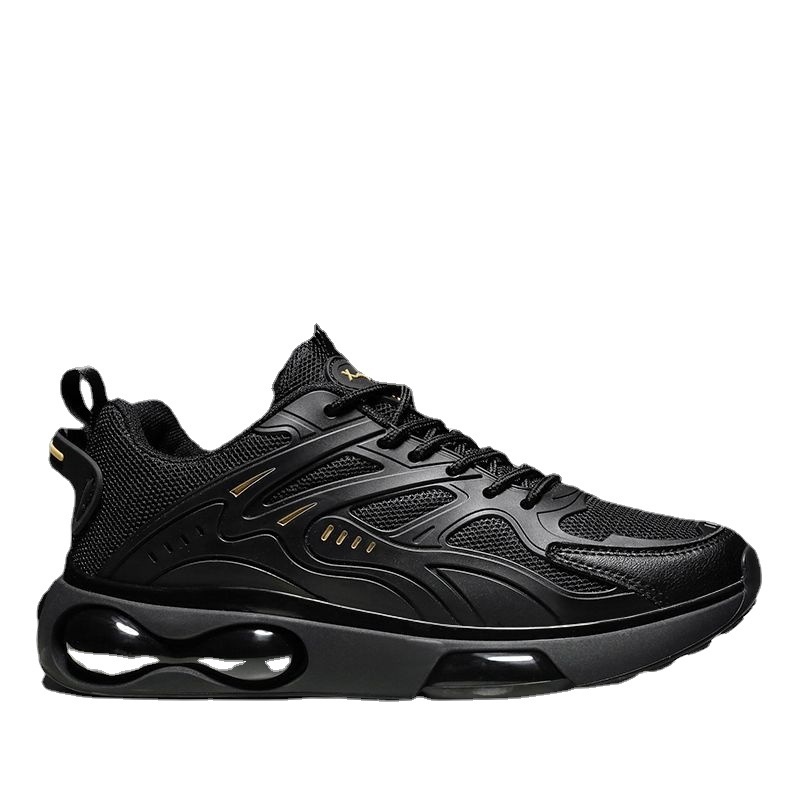 Men's Black Air Cushion Sneakers Breathable Running Shoes Casual Thick Sole Sports Shoes