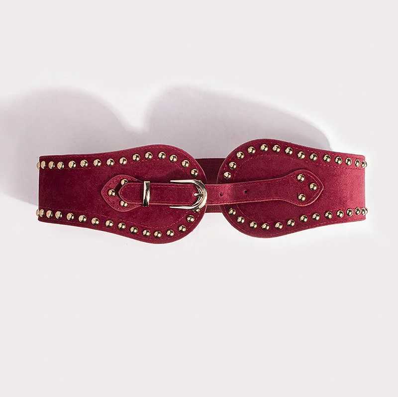 Belt Ladies Velvet Rivet Elasticidad Elastic Wide Waisand SealWide Waist Seal t Dress Decoration Corset Belts for Women M261016