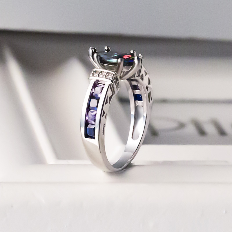 European And American Cross-Border Accessories Exquisite Colorful Oval Zircon For Women Fashion Trendy Export Hot-Selling Ring Jewelry