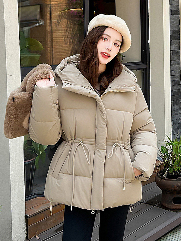 Luxury Brand Designer Clothes Women's 2026 Winter New Style Hooded Down Cotton Jacket, Korean Style Slim-Fit Cotton Coat, Warm Outerwear