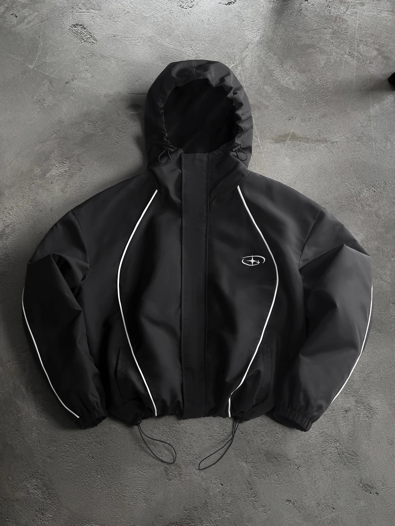 Mens Womens Cropped Hooded Jacket Y2K Racing Color Block ZipUp Streetwear Windbreaker Outerwear S2XL 261016