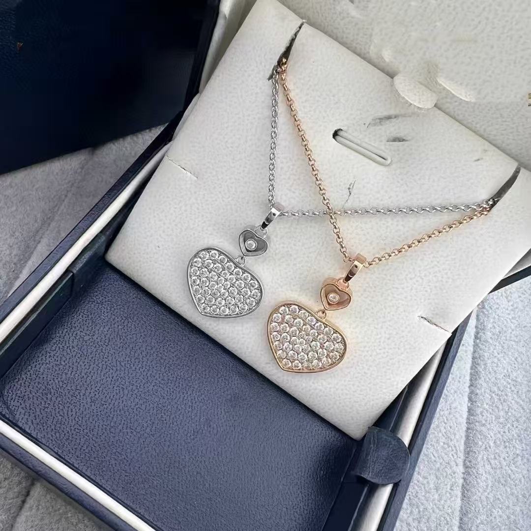 Chopardlies Chopardity Jewelry Necklace Chopars Happy Diamond Designer Necklace For Woman Man Heart-Shaped Full-Diamond Necklace Elegant Trendy Clav