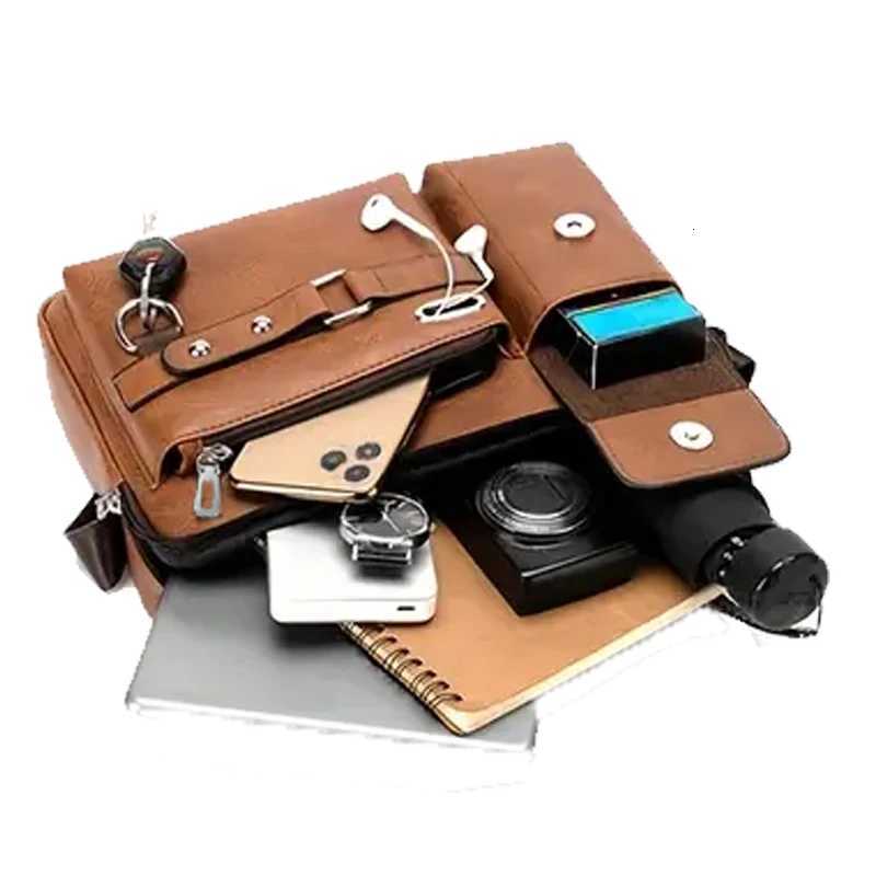 Designer Vintage Lightweight Totes Men's Breathable Messenger Bag Stylish Zipper Leather Sling Purse for Work Travel and Daily Cmute J261016
