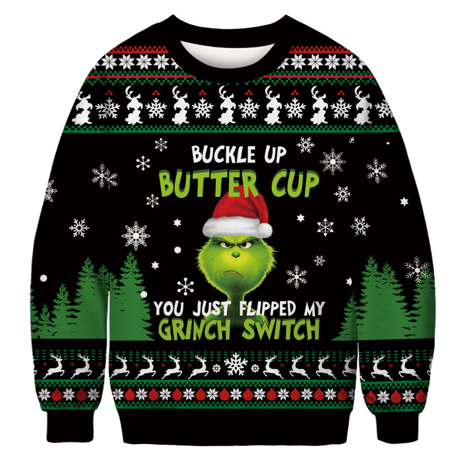 2026 Christmas Grinch Green Furry Round-Neck Sweatshirt, Personalized Warm, Long-Sleeved, Unisex, Casual And Versatile Free Shipping