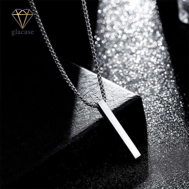 New 925 Sterling Silver 18K Gold Hip Hop Necklace for Men Minimalist Style Rectangular 3D Necklace Couple Pendant Jewelry