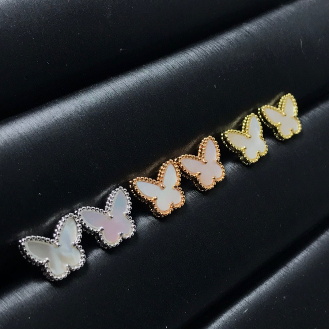 Designer Jewelry vanly High-end butterfly earrings for women, lucky four-leaf clover earrings, white mother-of-pearl jewelry, gift, niche style, ins
