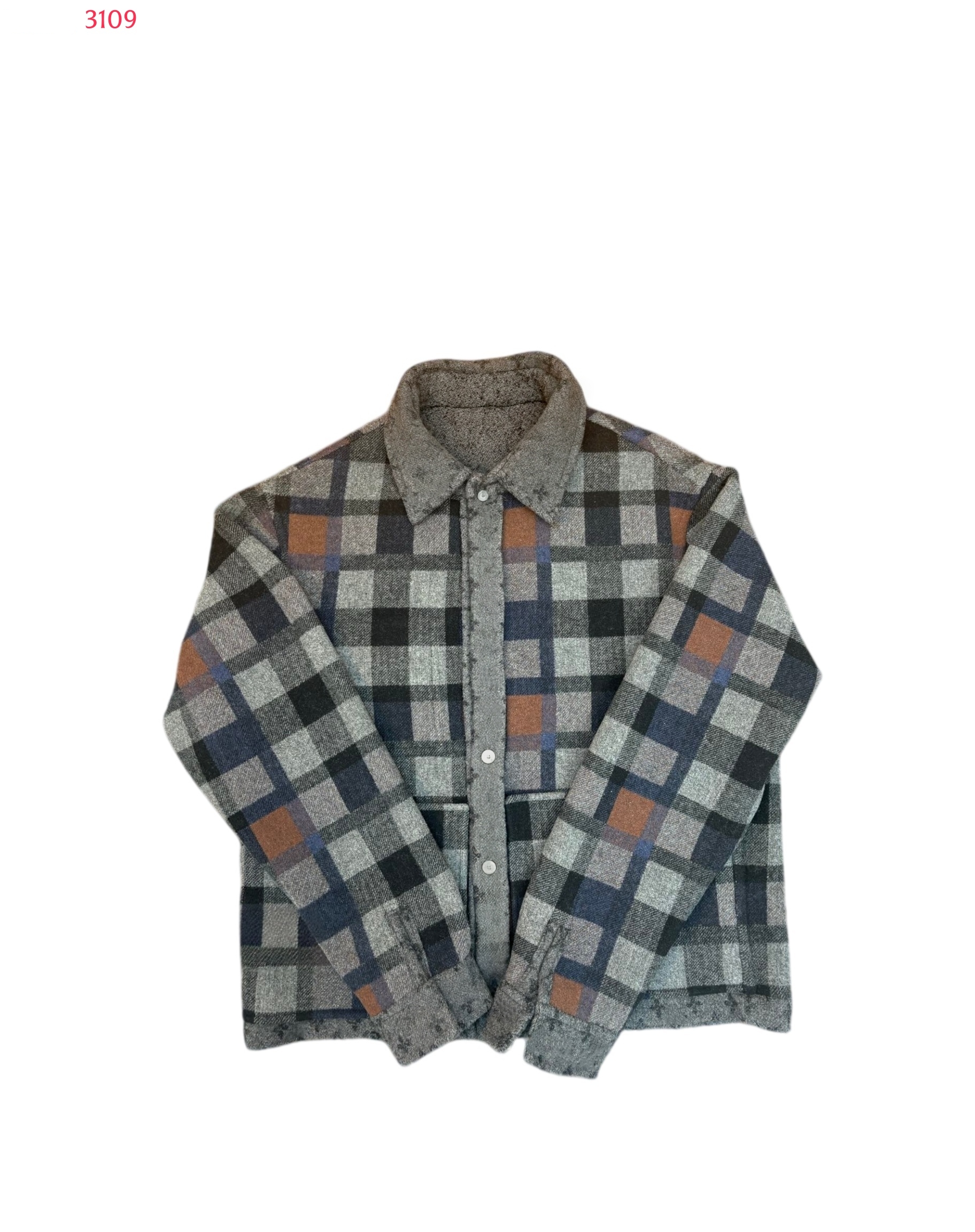 2026 Autumn Mens Jacket Designer Designer Wool Shirt Jacket Men Women Vintage All Over Print Turn Down Collar Oversized Thick Warm Button Up Casual