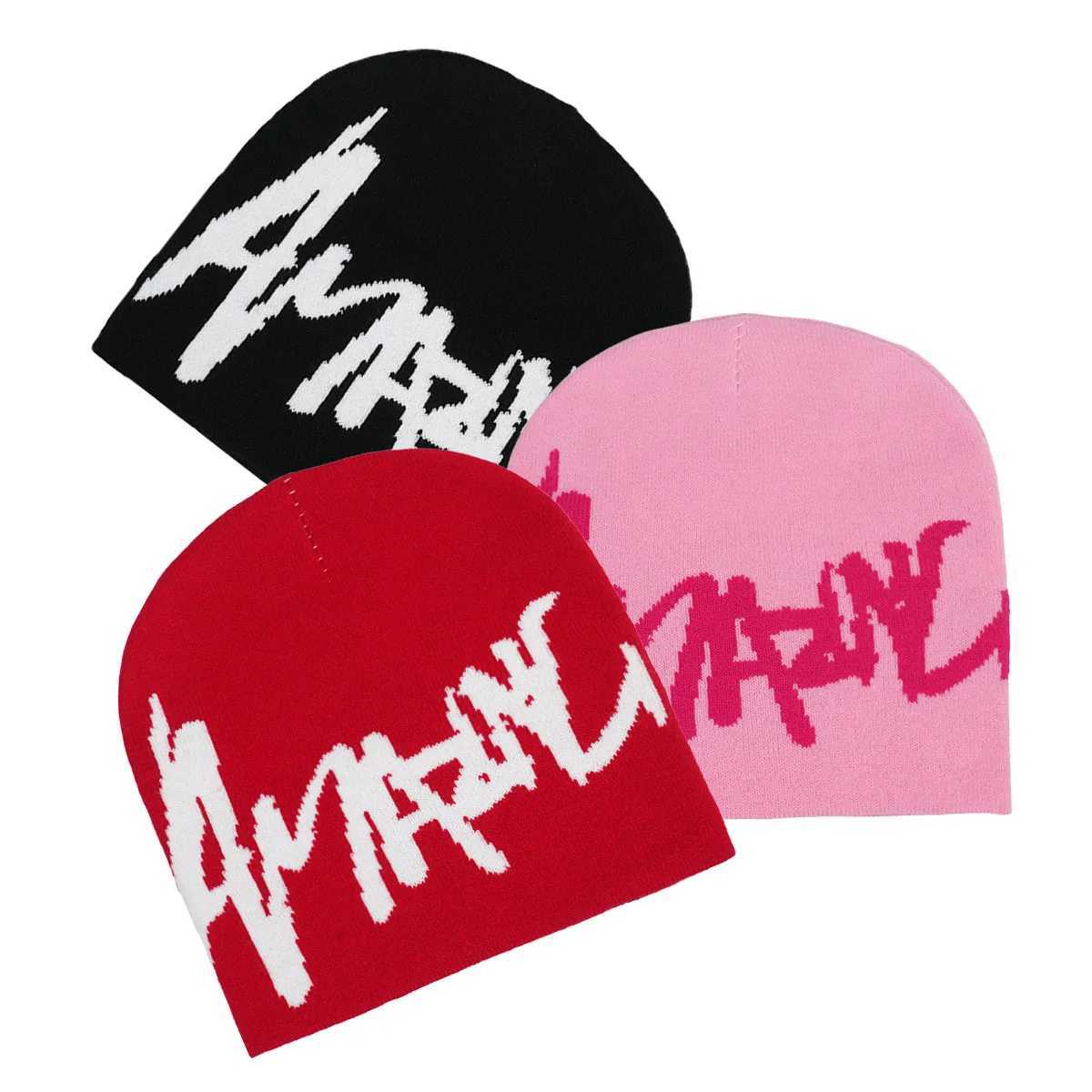 Beanie/Skull Caps Y2k Beanie Letter Graphics Knitted Hat Winter Warm Skull Cap for Women MenT261017