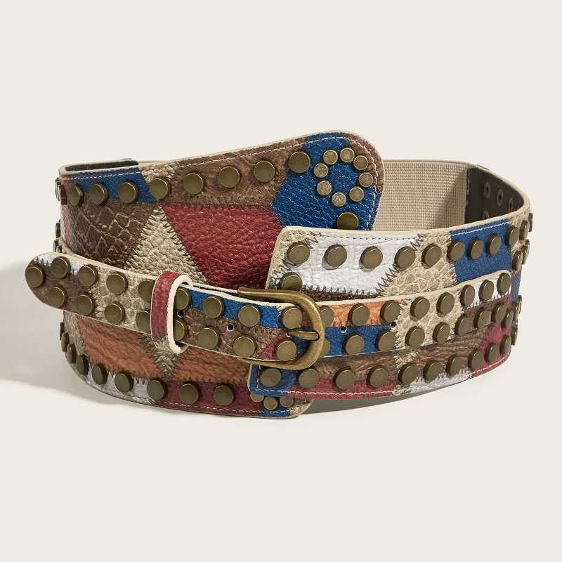 Belt Women's Retro Wide Waist Carved PU Leather Gothic Casual Fashion All-Mat Belt Dress Waisand Metal Buckle M261016