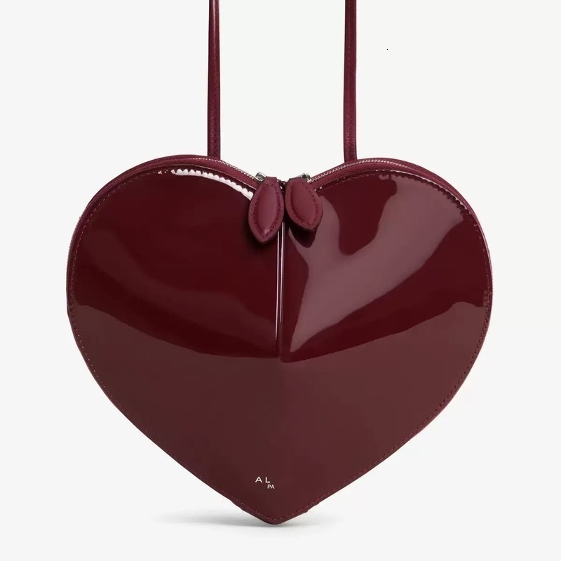 Alia Bag Crossbody Designer Bags Women Luxury Sac De Luxe Alaiia Red Le Coeur Heart Bag Shoulder Y2K Red Heart Shape Shiny Leather Purse Zip Top Pur