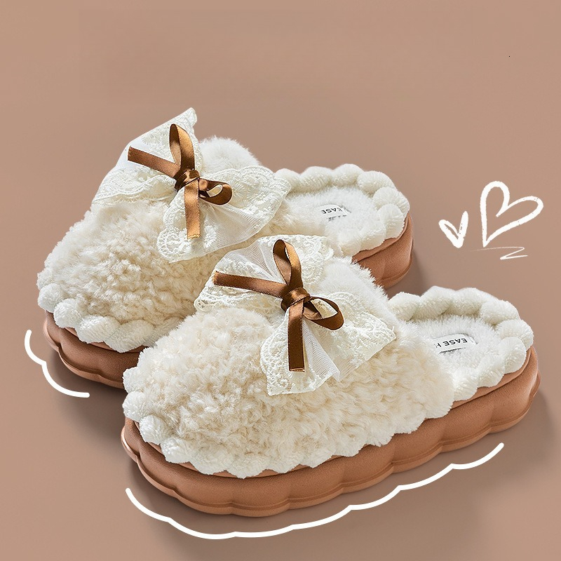 2026 New Women's Plush - Bow Detail Winter House Shoes, Ultra-Soft Non-Slip Indoor Slippers for Home&Maternity Comfort ddmykukumalu