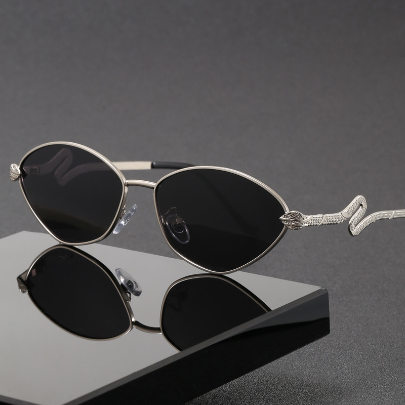 New Men's High-End Sunglasses, Polarized, Uv-Resistant, With A Snake-Shaped Decorative Metal Frame, For Sun Protection And Driving Laotie
