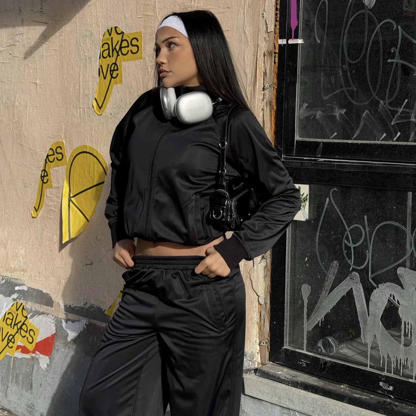 Women Street Style Casual Sports Jacket Pants Set 2 Piece Track Suit 261016