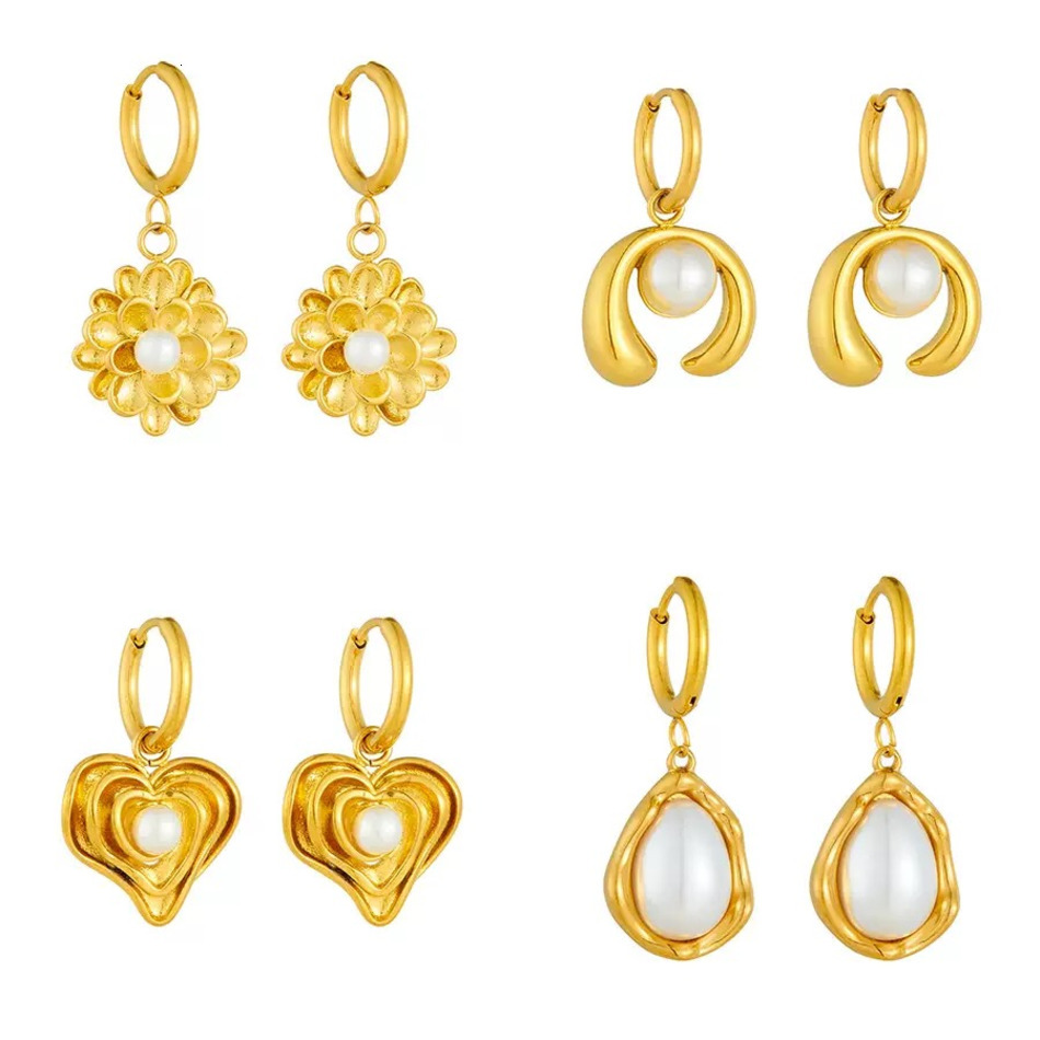2026 cologne New Fashionable Unique Creative Versatile Stainless Steel Pearl perfume Earrings In The Shape Of Flowers And Hearts Non Fading Earrings