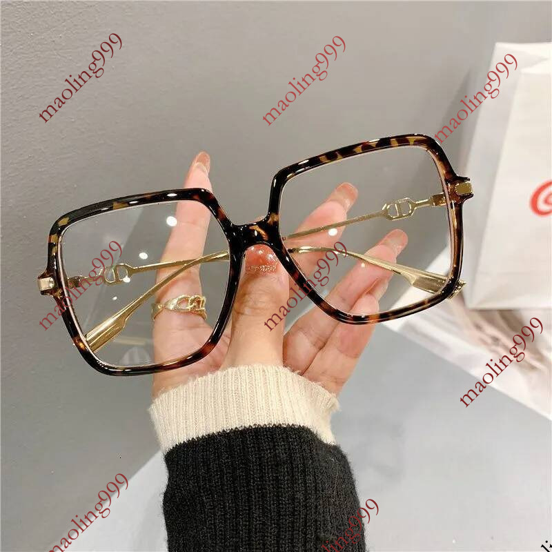 Lunettes carrées surdimensionnées anti-lumière bleue, protection UV400, branches en métal à la mode, verres transparents pour femmes de styliste,