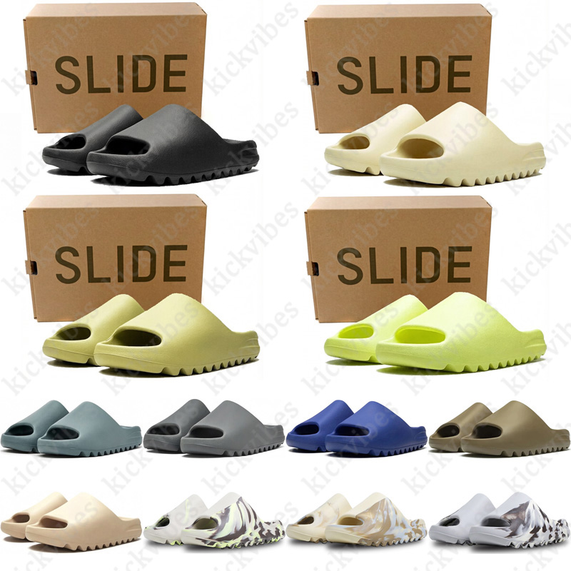 free shipping with box designer slippers yezzzyslides men women Onyx Bone Blue Slate Grey sliders sandals mens mules slipper slide trainers flip flo