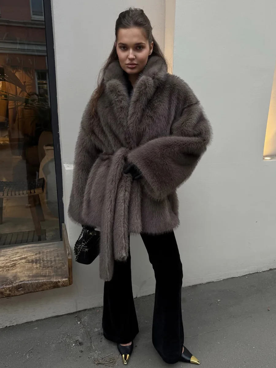 HDHOHR 2026 Winter Elegant y Chic Thick Warm Faux Fox Fur Coat Women High Quality Fluffy Fox Fur Jacket Fashion Oversized 261015