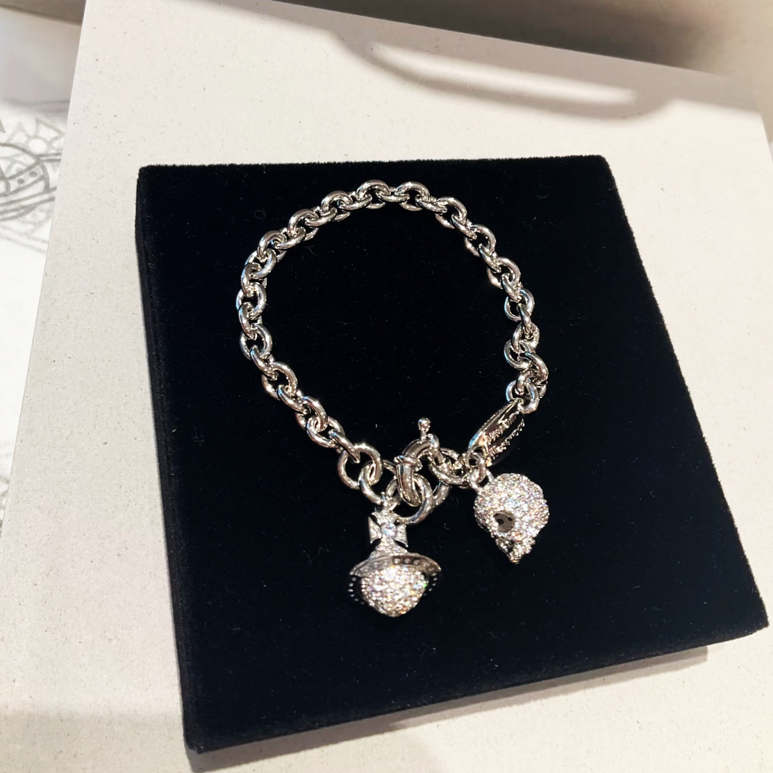 bracelet Xijia High-End Version: Skeleton Full-Diamond Hollow Saturn Bracelet, Trendy European and American Punk Style, Unique Fashion, Versatile