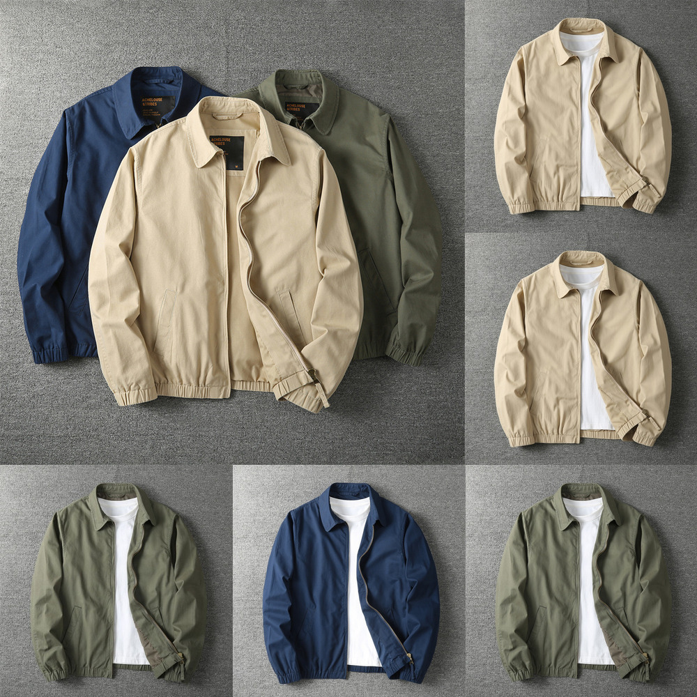Spring and Autumn Men's Casual Washed Vintage Versatile Long-Sleeve Trendy Fashion Jacket