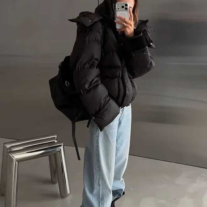 Women's Down Parkas Solid All-matched Women's Cotton Coat Hooded Zipper Full Sleeves Thicken Casual Jacket 2026 Winter New Lady Fashion St