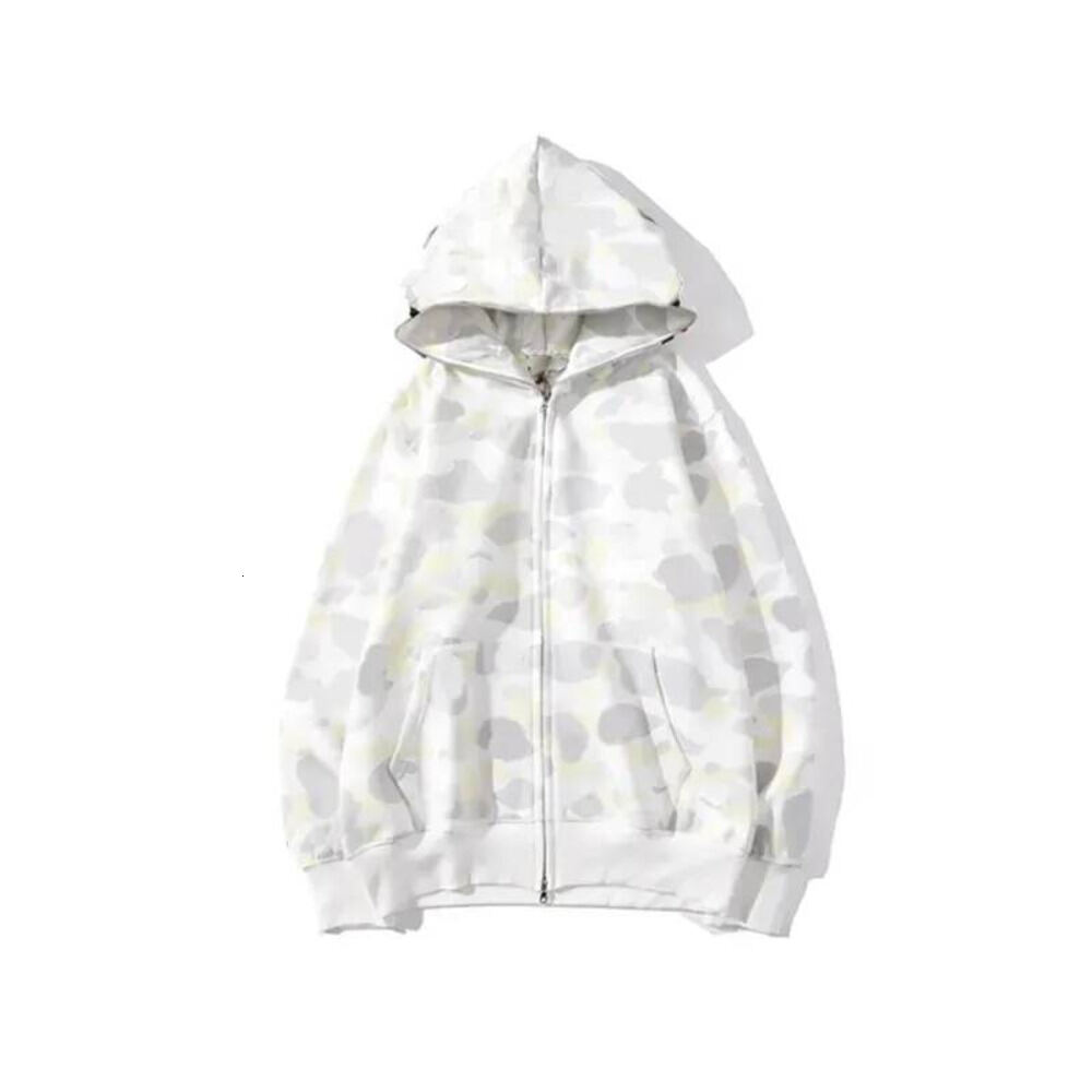 Shark Jacket Bathing App Fashion Casual Camouflage Printed Hoodies Jacket Men Women Spring Autumn Loose Couple Sleeve Zipper Trendy Bathing Ape Hood