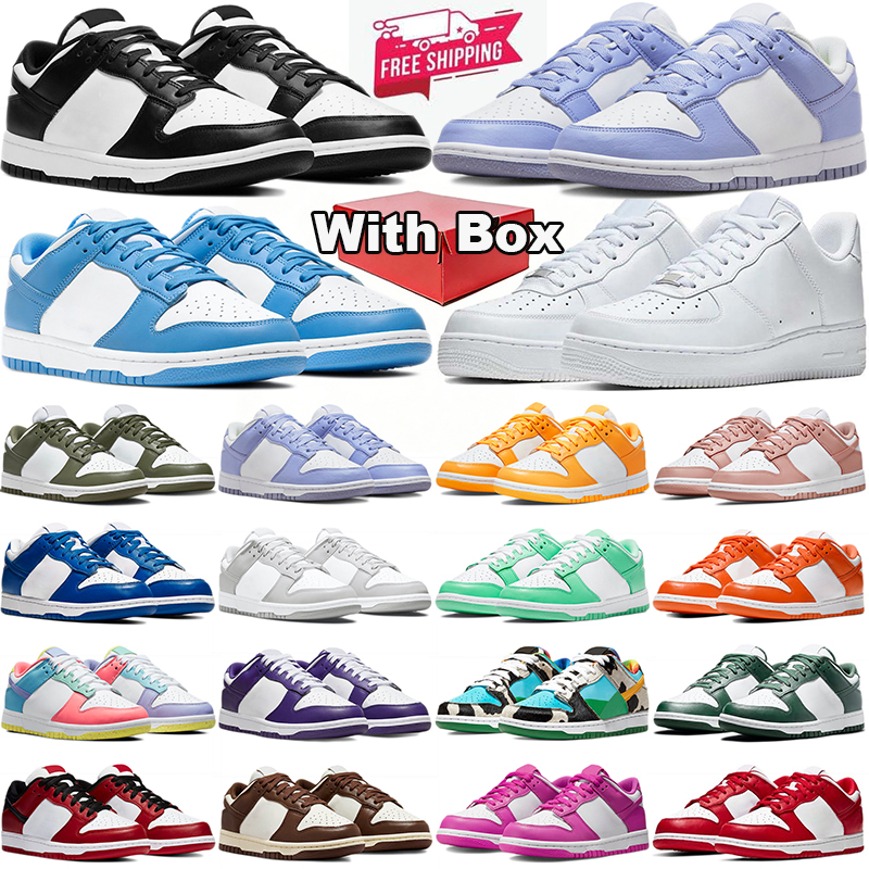 with box panda airforcr 1 running shoes designer black white womens mens trainers university blue brown unc pink outdoor sports sneakers discount