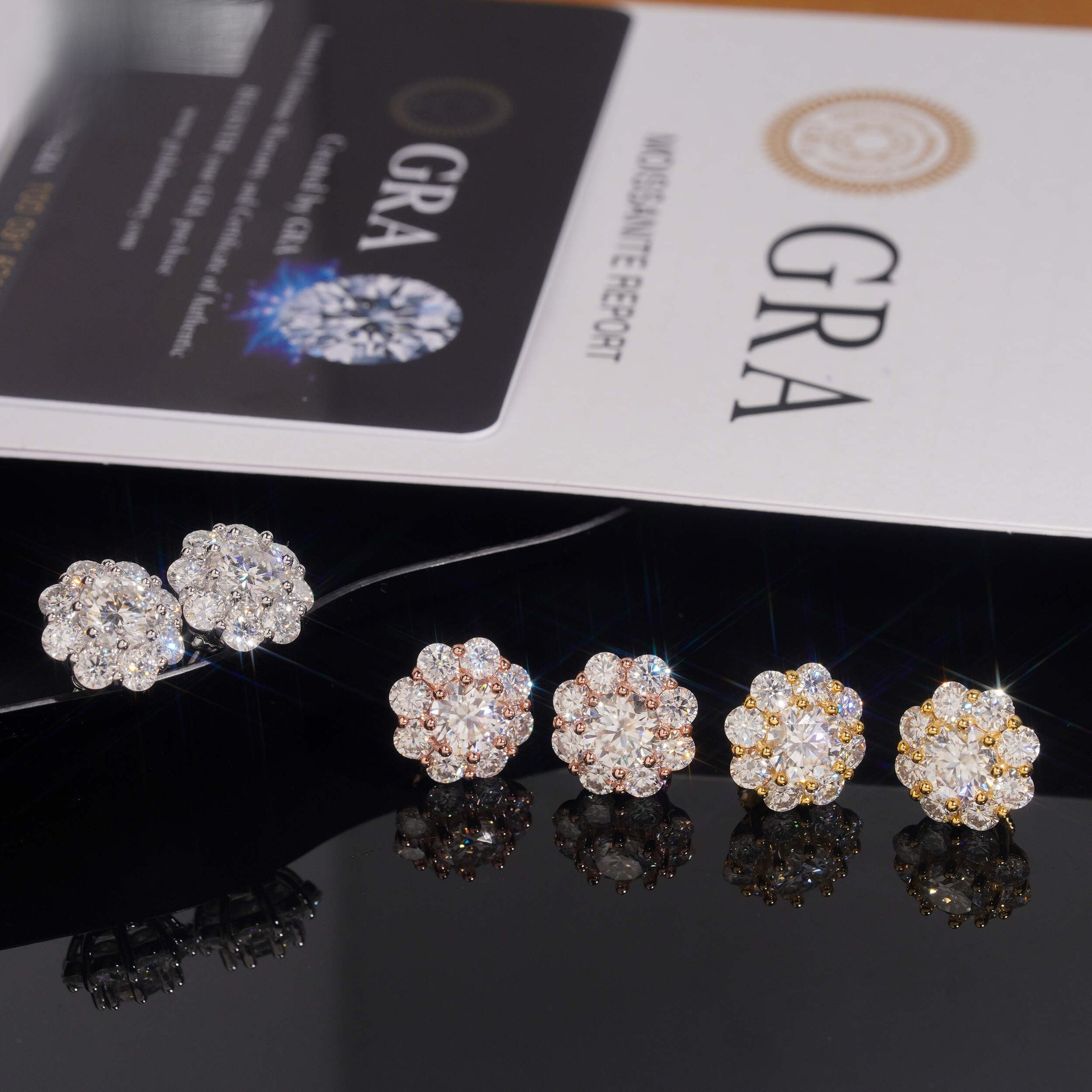 hot-selling 12mm floral personalized earrings S925 silver inlaid with moissanite jewelry manufacturer