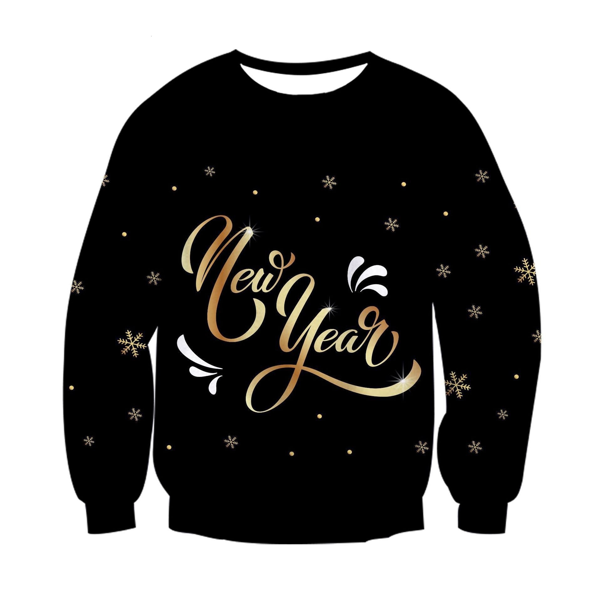 2026 European And American 3D Digital Print Happy New Year Men's Casual Crewneck Sweatshirt Free Shipping
