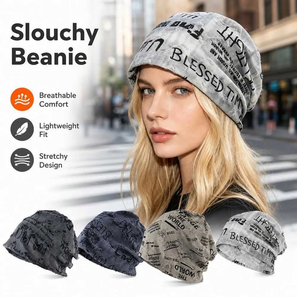 Beanie/Skull Caps NEW Letter Print Beanie Hats For Women Men Vintage Distressed Cracked Design Wasteland Style Spring Summer Warm WinteT261017