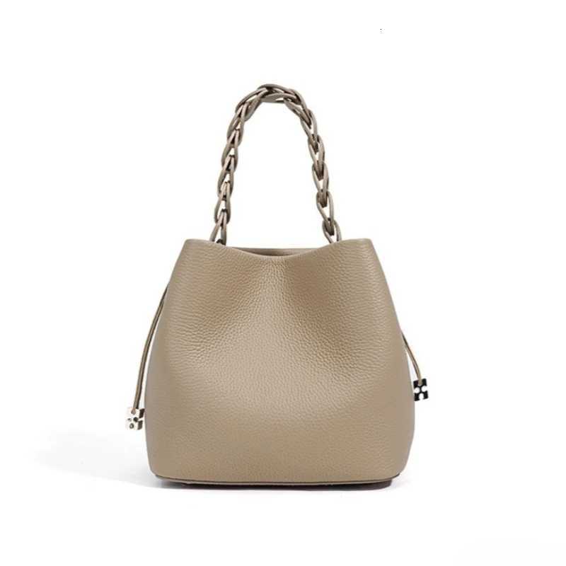 Evening Bags Minimalist Work Bucket Bag for Women Soft Genuine Leather Black Small Shoulder Bag Handbag Top Handle Portable Durable H261016