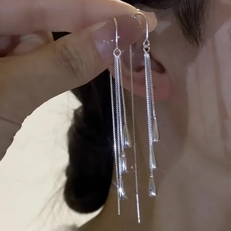 Silver Color Long Water Drop Tassel Earrings For Women Personalized Fashionable Daily Accessories Party Jewelry Birthday Gifts261016