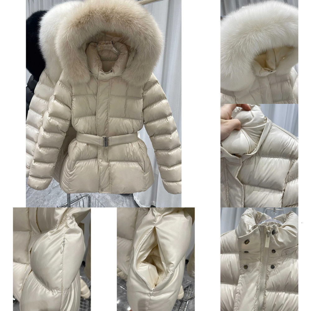 Winter Women's Autumn Hooded Cotton Jacket Plush Thickened Big Fur Collar Slim Fit Waist Coats Mid length Windproof Outerwear T260911